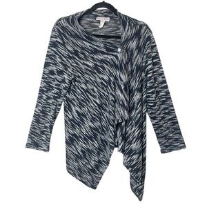 VTG‎ CAROL ROSE Lightweight Navy Blue Asymmetric Sweater Cardigan, Large